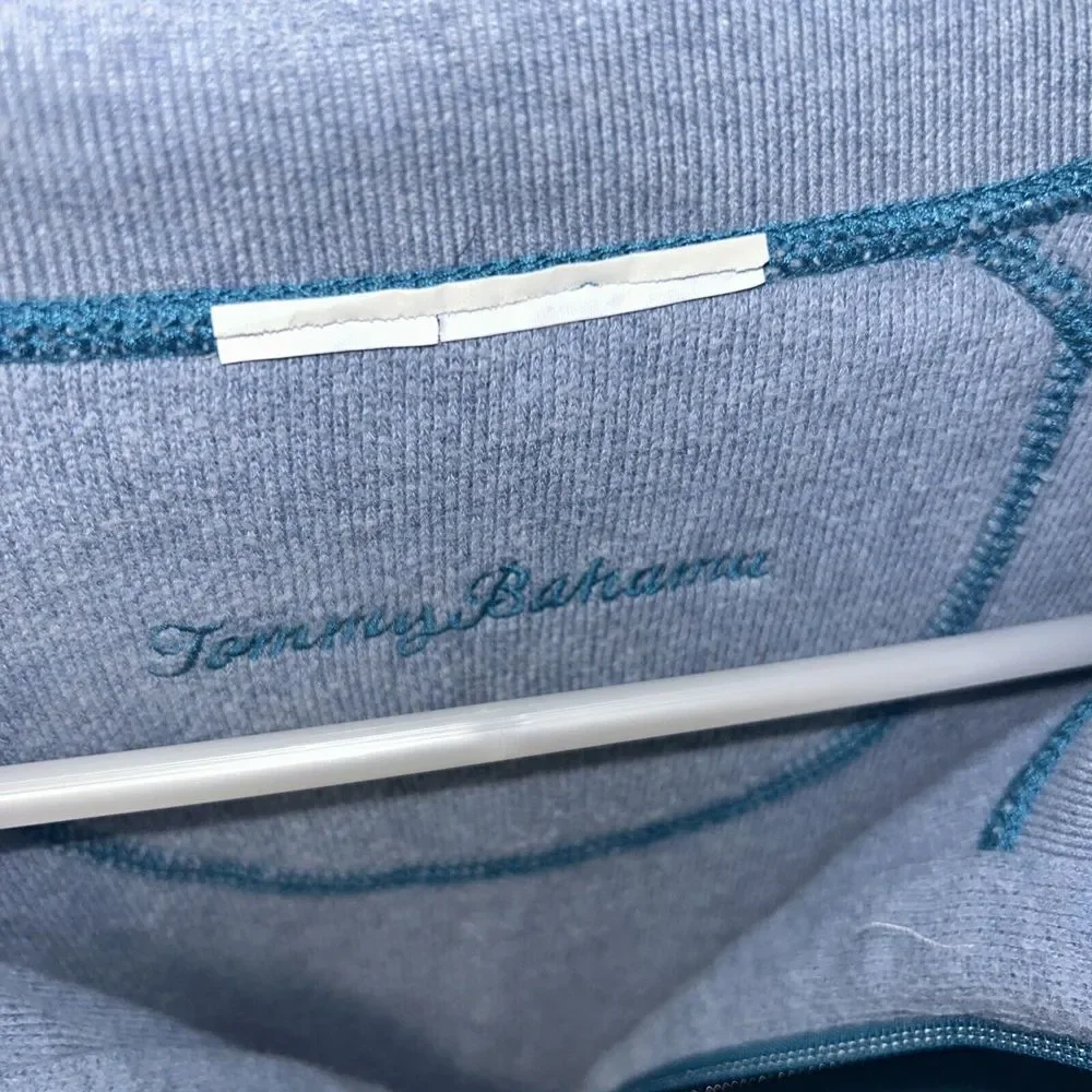 Tommy‎ Bahama Men's Large Quarter Zip Pullover Blue Heavy Sweater